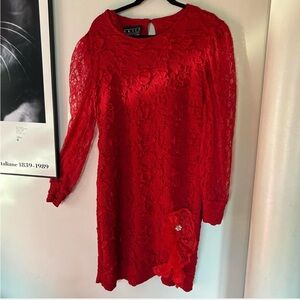 Brief Encounter red vintage eighties dress
